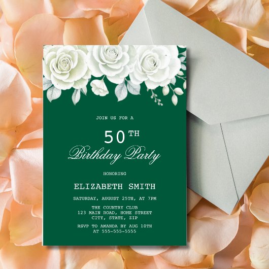 Groene Pastel White Rose Greenery Verjaardag Kaart