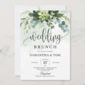 Groene pastelse waterverf sappige bruiloft kaart (Voorkant)