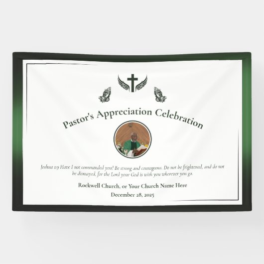 Groene Pastor Waardering Celebration Event Spandoek (Horizontaal)