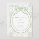 Groene Patchwork Plaid Vintage Baby Shower Kaart (Voorkant)
