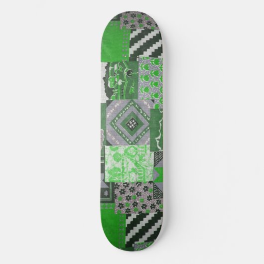 Groene Patchwork Skatebord Dek Persoonlijk Skateboard (Voorkant)