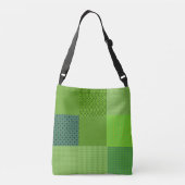 Groene patchwork vierkantjes motief mandala patroo crossbody tas (Achterkant)