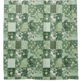 Groene Patchworkdeken Landelijke Retro Bloemen Douchegordijn (Voorkant)