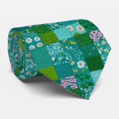 Groene patchworkpatroon op maat gemaakte das (Opgerold)