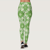 Groene patronen bladeren bloemen leggings (Achterkant)