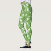 Groene patronen bladeren bloemen leggings (Links)