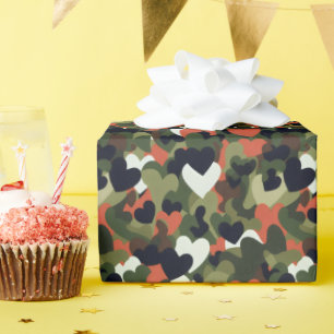 Groene Patroon Hart Camouflage Cadeaupapier