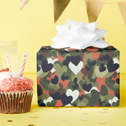 Groene Patroon Hart Camouflage Cadeaupapier (Verjaardagsfeest)