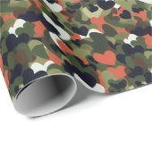Groene Patroon Hart Camouflage Cadeaupapier (Rol Hoek)