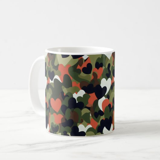 Groene Patroon Hart Camouflage Koffiemok (Voorkant links)