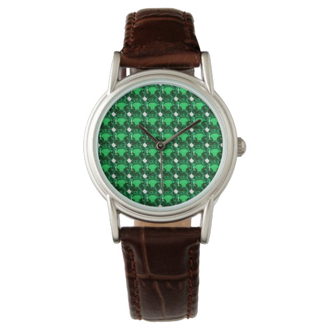 Groene Patroon Smaragd Horloge (Voorkant)