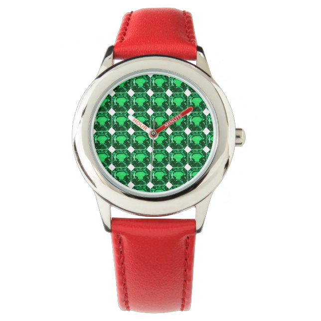 Groene Patroon Smaragd Horloge (Voorkant)