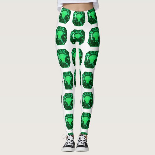 Groene Patroon Smaragd Leggings (Voorkant)