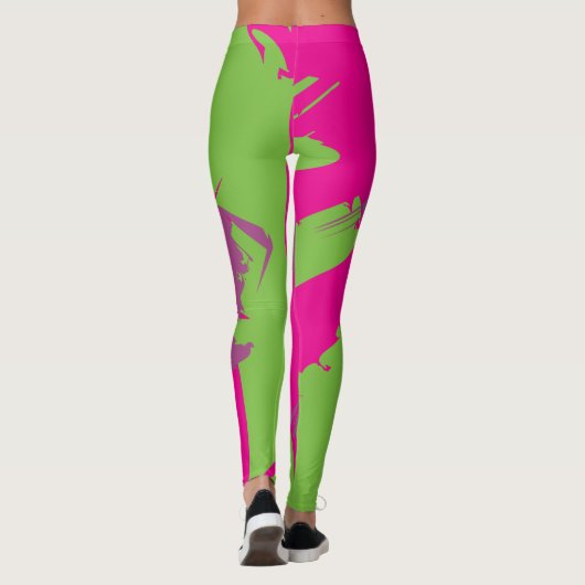 Groene Patroonaangepaste poorten en fitness-Leggin Leggings (Achterkant)