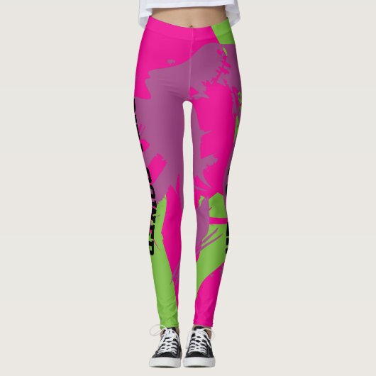 Groene Patroonaangepaste poorten en fitness-Leggin Leggings (Voorkant)