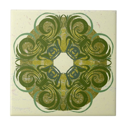 Groene patroonbeelden tegeltje (Voorkant)