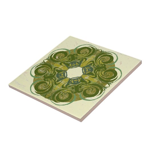 Groene patroonbeelden tegeltje (Zijkant)