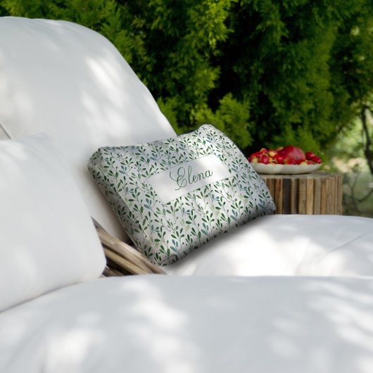 Groene patroonbladnaam kussen