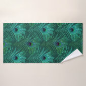Groene pauw-vederpatroon van vogelpauw badhanddoek (Badhanddoek)