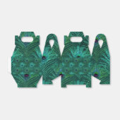 Groene pauw-vederpatroon van vogelpauw bedankdoosjes (Uitgevouwen)