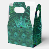 Groene pauw-vederpatroon van vogelpauw bedankdoosjes (Geopend)