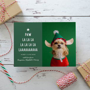 Groene Paw La Pet Kerstmis Feestdagenkaart
