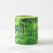 Groene PCB-plaat, elektronische onderdelen gedrukt Mok (Midden)