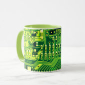 Groene PCB-plaat, elektronische onderdelen gedrukt Mok (Voorkant links)