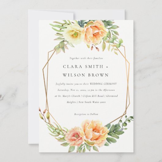 GROENE PEACH DESERT SUCCULENT CACTI FOLIAGE WEDDIN KAART (Voorkant)