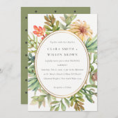 GROENE PEACH DESERT SUCCULENT CACTI FOLIAGE WEDDIN KAART (Voorkant / Achterkant)