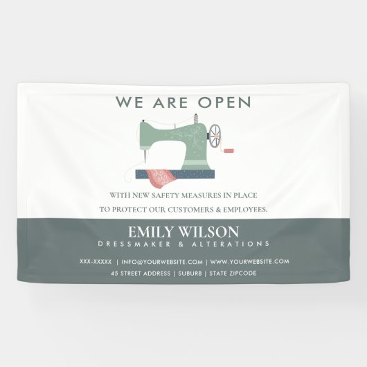 GROENE PEACH PINK SEWWEWMACHINE TAILOR OPENEN SPANDOEK (Horizontaal)