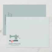 GROENE PEACH PINK SEWWING MACHINE TAILOR BUSINESS NOTITIEKAARTJE (Voorkant / Achterkant)