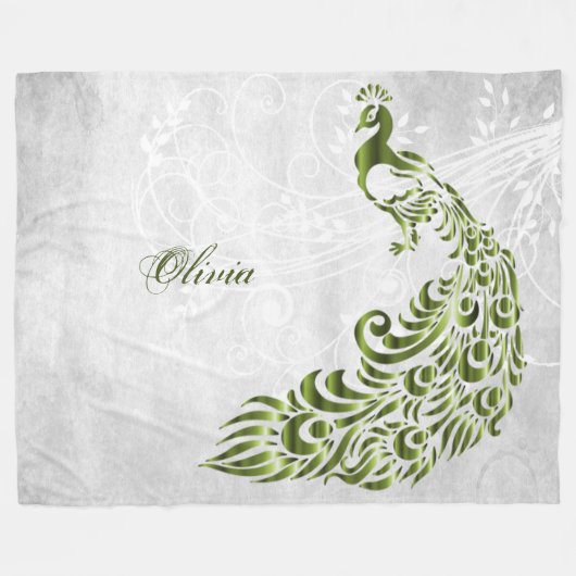Groene Peacock - Aangepaste fleece Blanket (Voorkant (Horizontaal))
