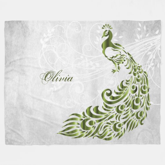 Groene Peacock - Aangepaste fleece Blanket Deken (Voorkant (Horizontaal))