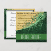 Groene  Peacock Bridal Shower Invitations Kaart (Voorkant / Achterkant)