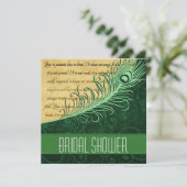 Groene  Peacock Bridal Shower Invitations Kaart (Staand voorkant)