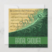 Groene  Peacock Bridal Shower Invitations Kaart (Voorkant)