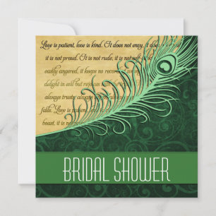 Groene  Peacock Bridal Shower Invitations Kaart