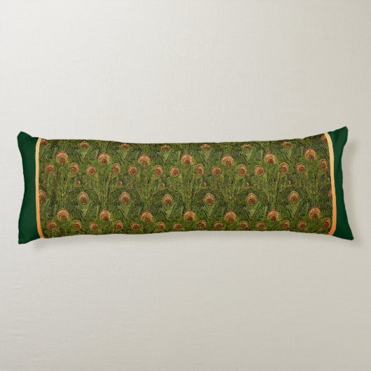 Groene Peacock Feathers Body Pillow Lichaamskussen (Achterkant)