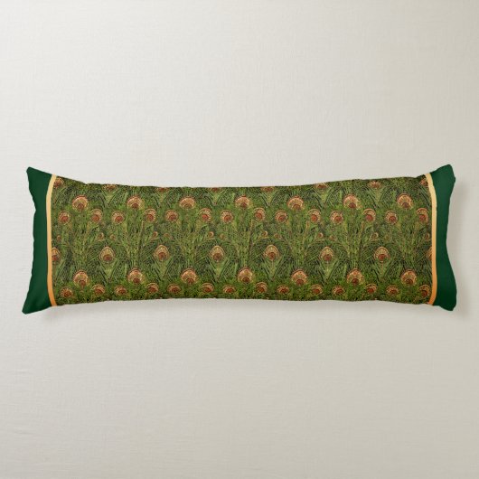 Groene Peacock Feathers Body Pillow Lichaamskussen (Voorkant)