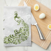 Groene Peacock Persoonlijke keukenhanddoeken (Quarter Fold)