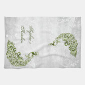 Groene Peacock Persoonlijke keukenhanddoeken (Horizontaal)