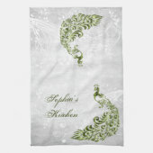 Groene Peacock Persoonlijke keukenhanddoeken (Verticaal)