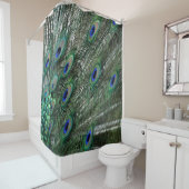 Groene Peacock-veren met blauwe ogen Douchegordijn (In situ)