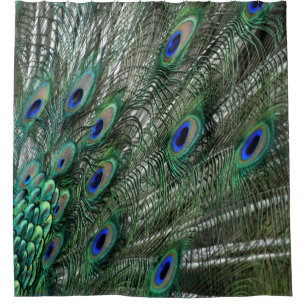 Groene Peacock-veren met blauwe ogen Douchegordijn