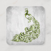 Groene Peacock Wedding and Bridal Services Vierkante Visitekaartje (Achterkant)