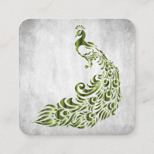Groene Peacock Wedding and Bridal Services Vierkante Visitekaartje (Achterkant)