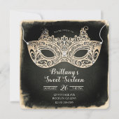  Groene Pearl Masquerade Mask Sweet 16 Party Kaart (Voorkant)