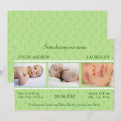 Groene Pearl Twins-aankondiging Aankondiging (Voorkant / Achterkant)