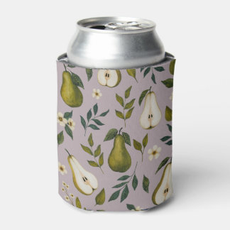 Groene Peer Watercolor Patroon op Stof Lilac Blikjeskoeler